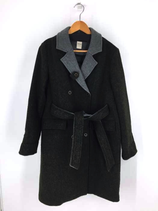 USED古着（ユーズドフルギ） denim yargici ベルト付 ダブルブレスト メルトン トレンチコート レディース アウター