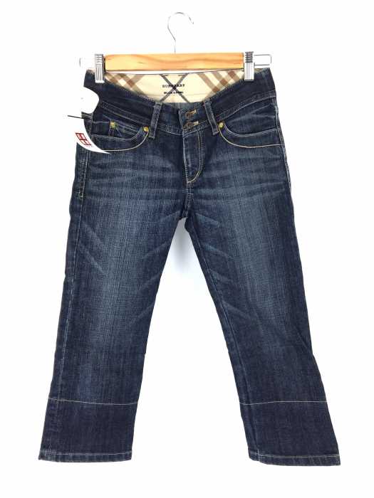 BURBERRY BLUE LABEL（バーバリーブルーレーベル） ウォッシュド加工チェック切替クロップドデニムパンツ レディース パンツ