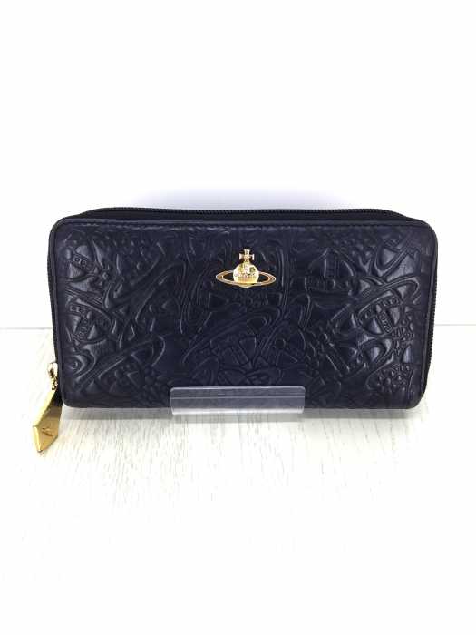 Vivienne Westwood （ヴィヴィアンウエストウッド） 型押し　総ロゴ　ラウンドジップウォレット レディース 財布・ケース