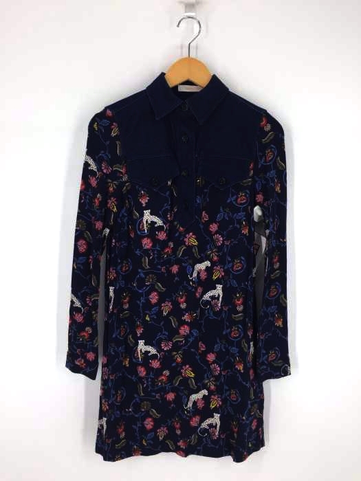 SEE BY CHLOE（シーバイクロエ） デニム切り替え 花柄Aラインワンピース レディース ワンピース