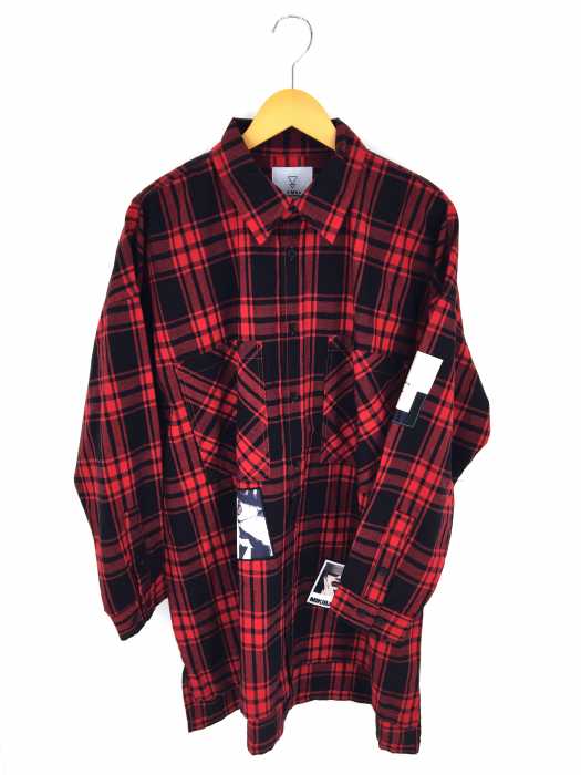 Kmk ケイエムケイ ワッペン付きロングチェックシャツ メンズ トップス ブランド古着買取販売バズストア