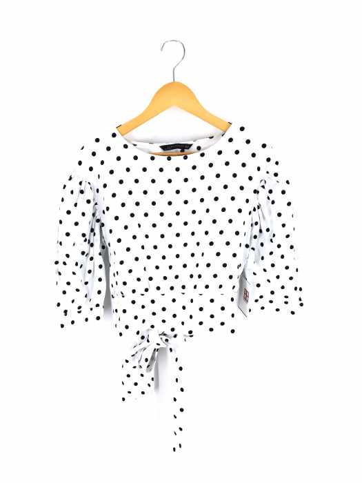 ZARA WOMAN (ザラ ウーマン) リネンドットブラウス レディース トップス