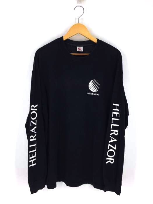 HELLRAZOR（ヘルライザー） 袖ロゴプリント クルーネックロングスリーブカットソー メンズ トップス