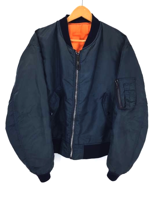 アルファインダストリーズ USA製 リバーシブル MA-1ジャケット L 80s アメリカ製 ALPHA アルファ社 リバーシブル MA-1 ブラック L ALPHA