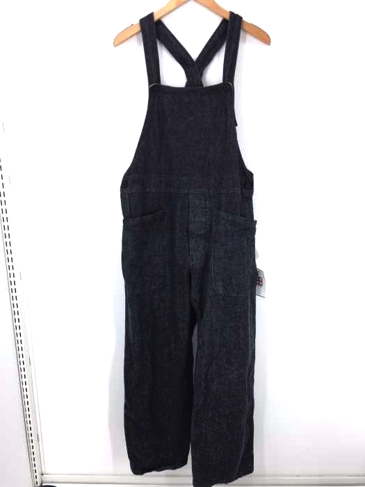 YAECA（ヤエカ） WRITE リネン混オーバーオール BLACK INDIGO ユニセックス レディース オールインワン