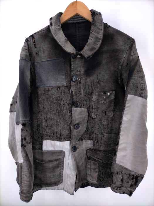 50年代 ブラックモールスキン パッチワーク ビンテージブラックモールスキンフレンチワークジャケット
