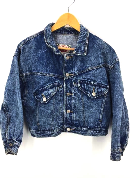 USED古着（ユーズドフルギ） POONERS ショート丈フラップポケットケミカルウォッシュデニムジャケット レディース アウター