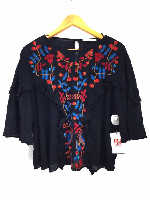 MANGO(マンゴ) 刺繍ブラウス 楊柳クレープ レディース トップス