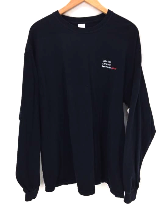 USED古着（ユーズドフルギ） Lets kiss. Lets fuck. Lets order pizza. ロングスリーブTシャツ メンズ アウター