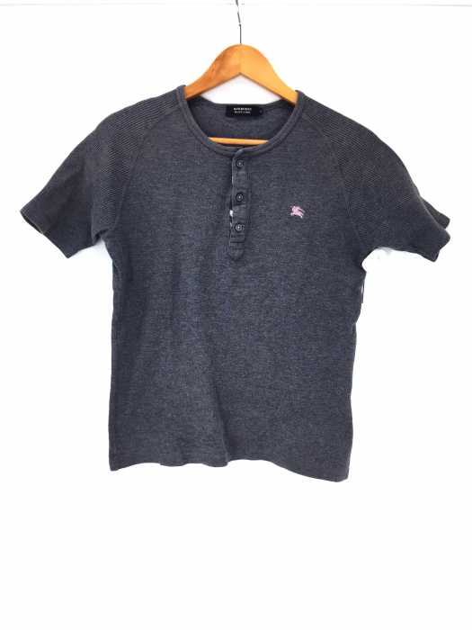 BURBERRY BLACK LABEL （バーバリーブラックレーベル） ヘンリーネックサーマル切替刺繍ラグランTシャツ メンズ トップス