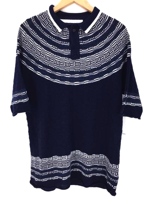 WHITE MOUNTAINEERING(ホワイトマウンテニアリング) ROUND YOKE CHECKBOARD PATTERN JACQUARD SHORT SLEEVE POLO SHIRT メンズ トップス