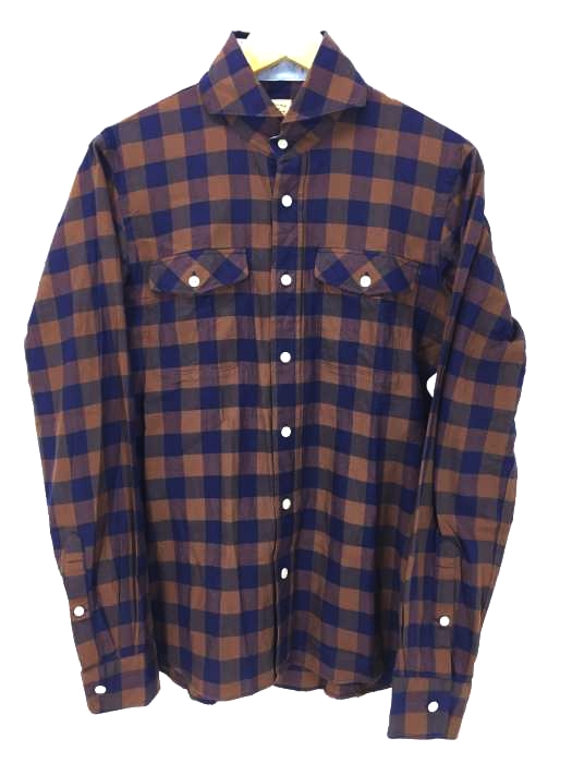 ANGLAIS（アングレー） TESSITURA MONTI チェックシャツ ホリゾンタルカラー メンズ トップス