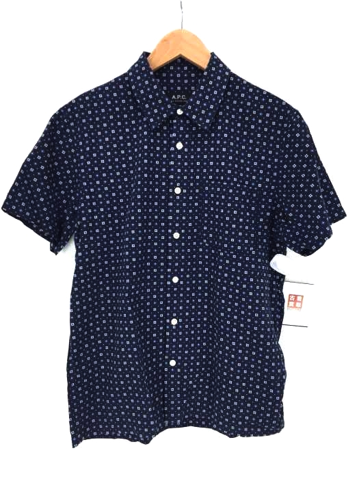 A.P.C.（アーペーセー） RUE MADAME PARIS シルク混 小紋柄S/Sシャツ メンズ トップス