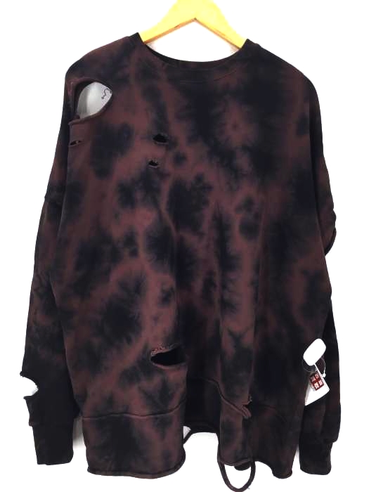 USED古着（ユーズドフルギ） Now me. by NYLON JAPAN ダメージ加工 ブリーチ オーバーサイズ クルーネックスウェット レディース トップス