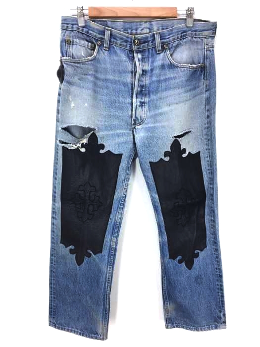 Levi‘s（リーバイス） USA製 501 カスタムレザーニーパッチダメージデニム メンズ パンツ