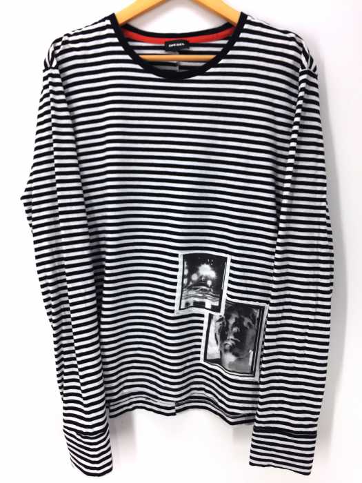 DIESEL (ディーゼル) フォトプリントボーダーカットソー ロンT ロングTシャツ メンズ トップス