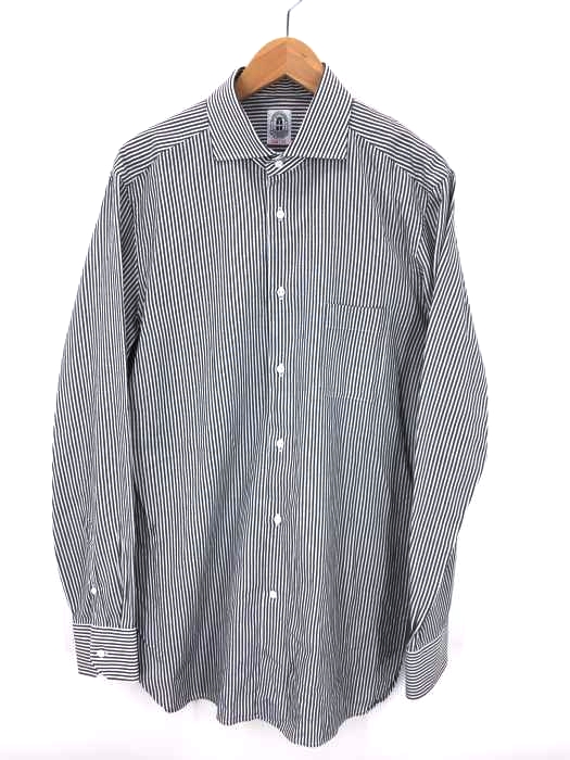 ANTONIO LAVERDA(アントニオラヴェルダ) CLASSIC SLIM FIT ストライプシャツ ホリゾンタルカラー メンズ トップス