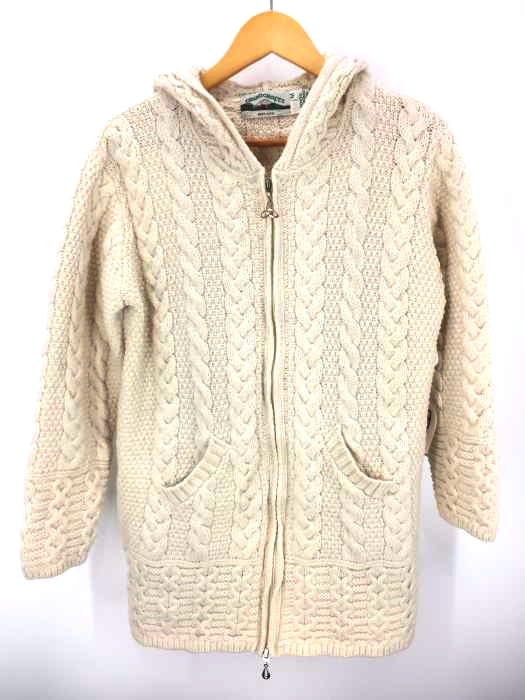 USED古着（ユーズドフルギ） aran crafts フルジップ フード付き フィッシャーマンニット レディース トップス