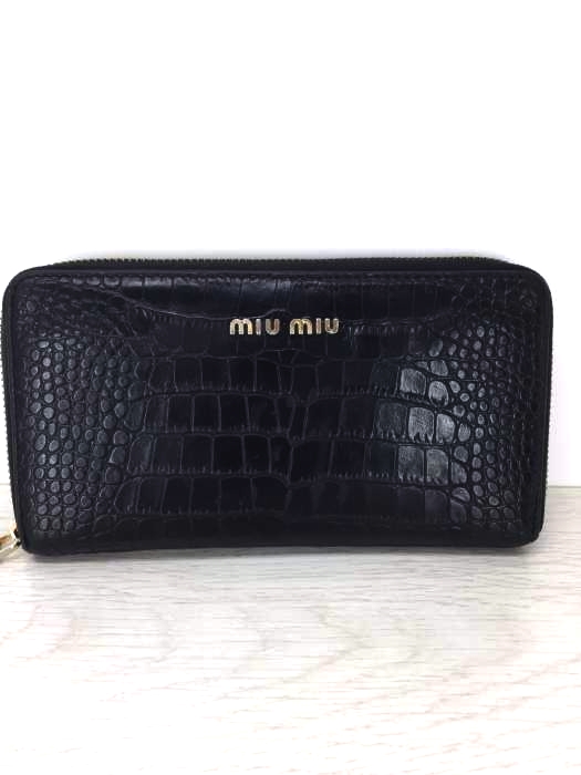 miu miu（ミュウミュウ） クロコ型押し長財布 レディース 財布・ケース