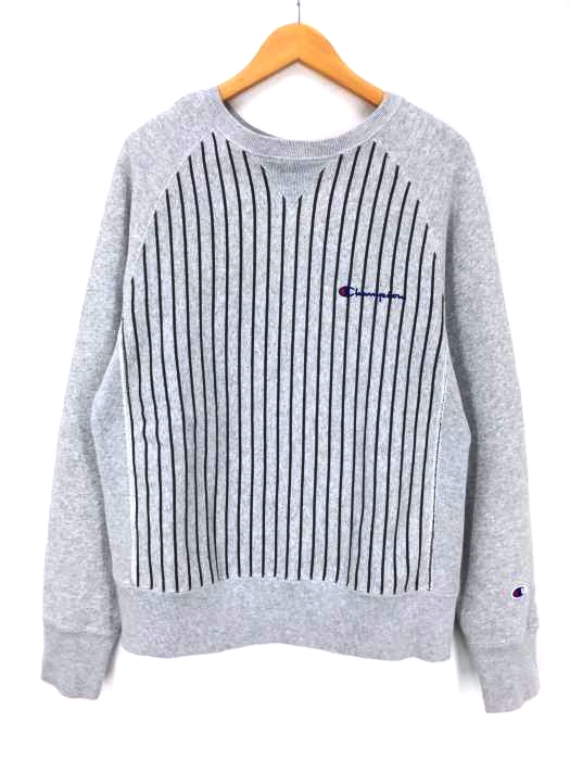 Champion（チャンピオン） REVERSE WEAVE 青タグ ストライプ クルーネック スウェット メンズ トップス