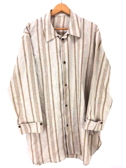 URU(ウル) LINEN SEMI-CREPE LONG OVER L/S SHIRTS メンズ トップス