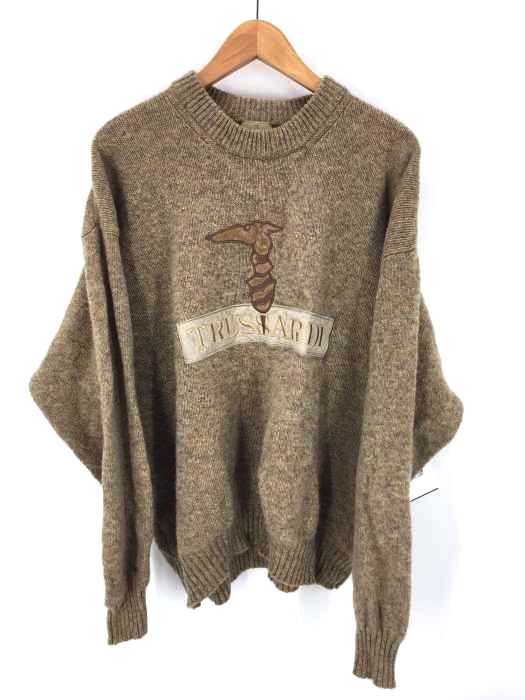 TRUSSARDI(トラサルディ) グレイハウンド刺繍 ウールニット メンズ トップス