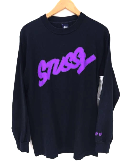 Stussy（ステューシー） USA製 紺タグ ロゴプリント L/S カットソー メンズ トップス