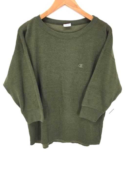 Champion(チャンピオン) ワッフル サーマル地 ワンポイントTシャツ レディース トップス