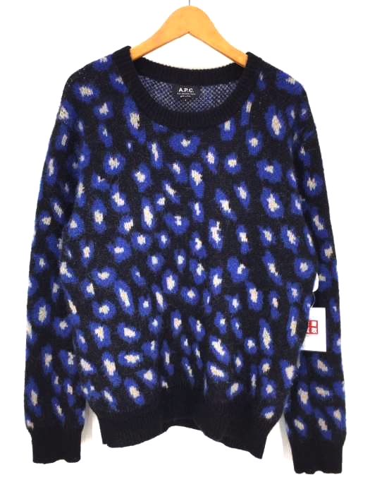 A.P.C.（アーペーセー） Nans Leopard Crew Knit Navy メンズ トップス