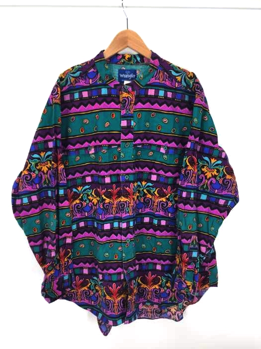 Wrangler（ラングラー） バンドカラー ウエスタンシャツ 柄シャツ メンズ トップス
