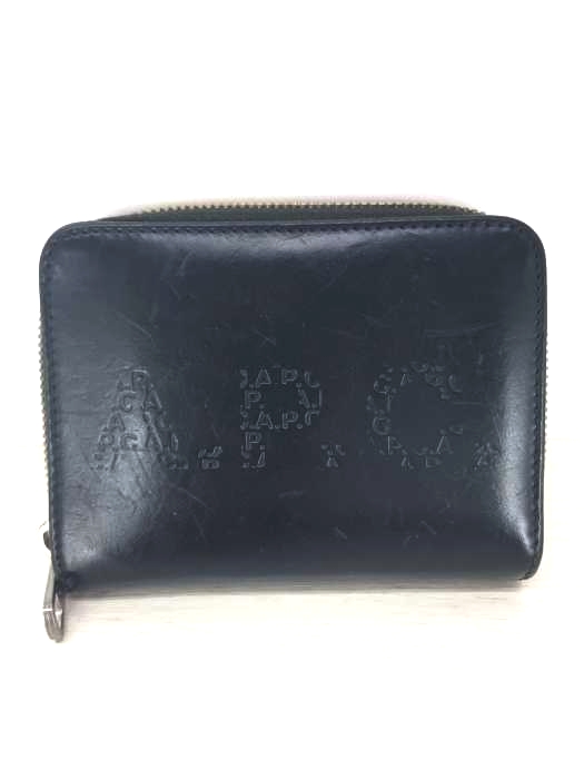 A.P.C.（アーペーセー） コンパクトロゴ スムースレザー 二つ折りラウンドジップウォレット メンズ 財布・ケース