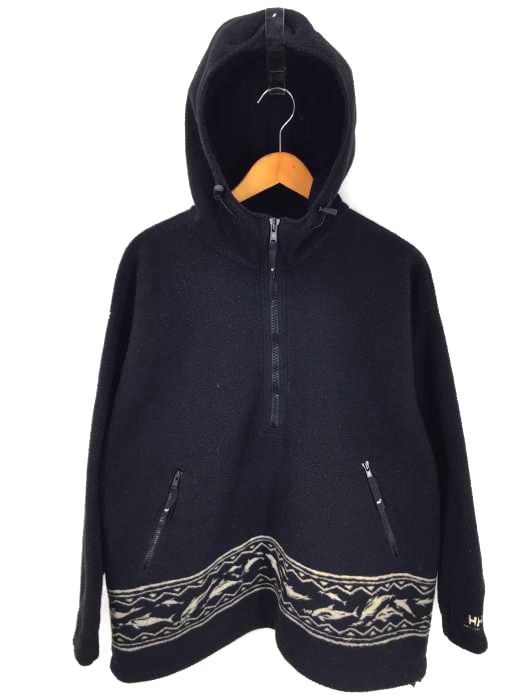 HELLY HANSEN（ヘリーハンセン） ネイティブ・イルカ柄 ハーフジップフリースプルオーバーパーカー メンズ アウター