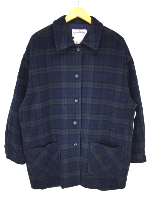 USED古着(ユーズドフルギ) カナダ製 collections internationale ウールチェックハーフコート ユニセックス レディース アウター