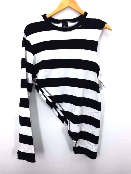 NUMBER (N)INE（ナンバーナイン） ダメージ加工 アシンメトリーボーダーロングスリーブTシャツ メンズ トップス