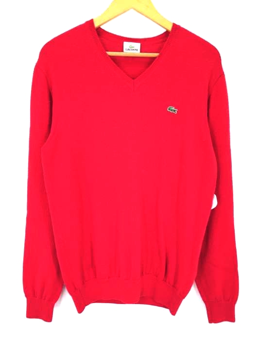 LACOSTE（ラコステ） ロゴワッペン Vネックウールセーター メンズ トップス