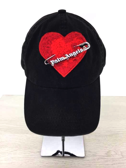Palm Angels(パームエンジェルス) USED加工 シグネチャーロゴピンバッジ ハートキャプ メンズ 帽子