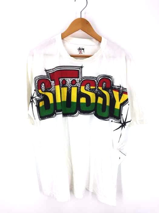 00s STUSSY ラスタカラー 長袖ラグランTシャツ ストックロゴ