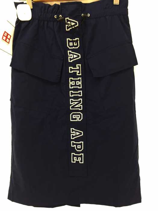 A BATHING APE （アベイシングエイプ） フロントロゴナイロンスカート ドローコード レディース スカート