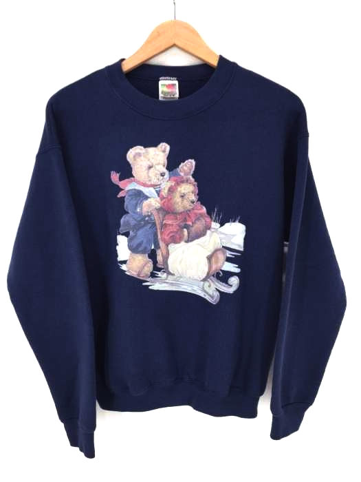USED古着(ユーズドフルギ) ベアープリントスウェット FRUIT OF THE LOOM ボディ メンズ トップス