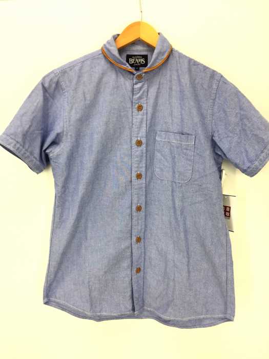 BEAMS  （ビームス） S/S オックスフォードシャツ ラウンドカラー襟レザーパイピング メンズ トップス