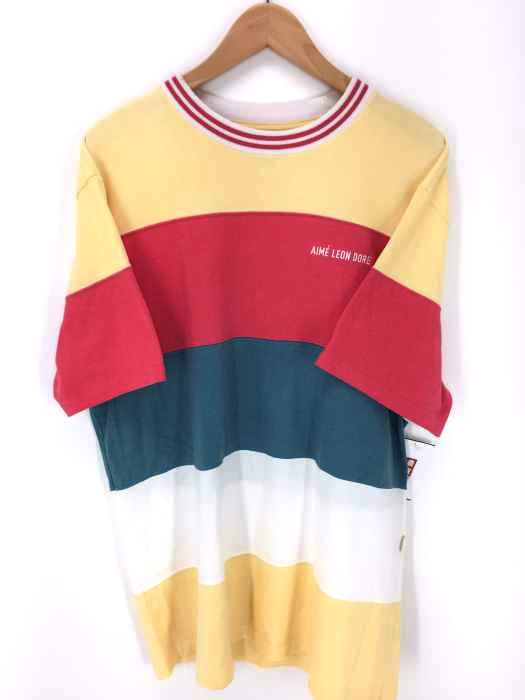 AIME LEON DORE（エイムレオンドレ） STRIPED RIBBED COLLAR TEE CREME メンズ トップス