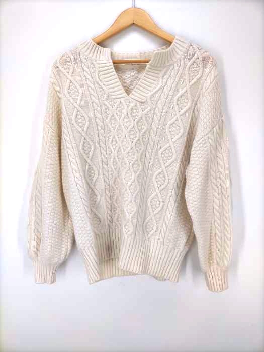 Ray BEAMS（レイビームス） ケーブルキーネックプルオーバーニット レディース トップス