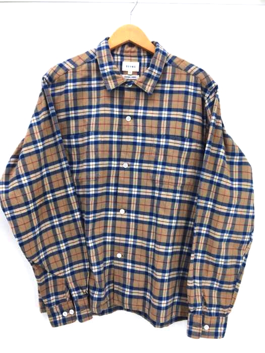 BEAMS（ビームス） フランネルチェックオープンカラーシャツ メンズ トップス