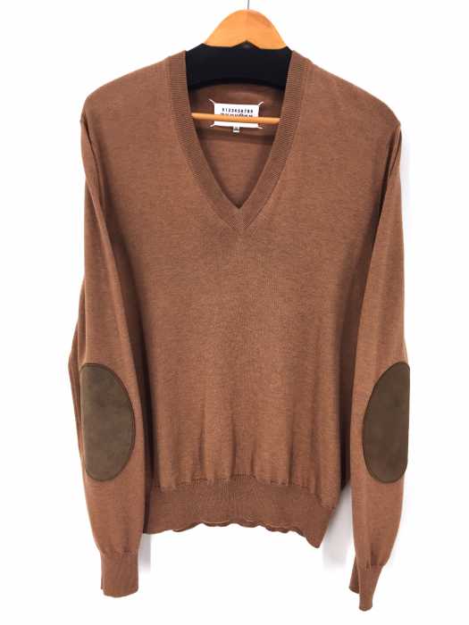Maison Margiela (メゾンマルジェラ) 14 エルボーパッチVネックニット コットンウール メンズ トップス