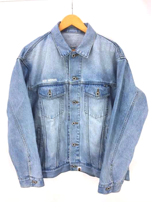 A BATHING APE（アベイシングエイプ） EMBROIDERY LOOSE FIT DENIM JACKET FUNTHERA MILITIA 猿ロゴ 刺繍デニムジャケット メンズ アウター