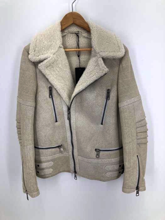 NEIL BARRETT（ニールバレット） Fur Biker Jacket In Bianco アヴィエータームートンブルゾン メンズ アウター