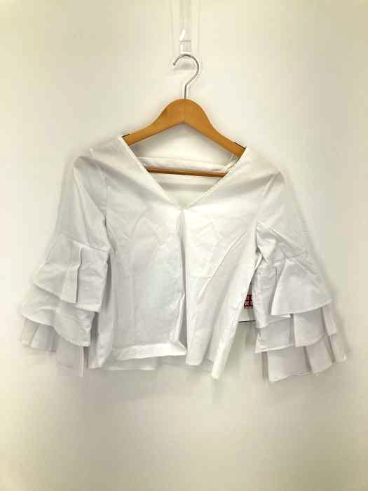 ZARA BASIC（ザラベーシック） 袖フリルVネックブラウス レディース トップス