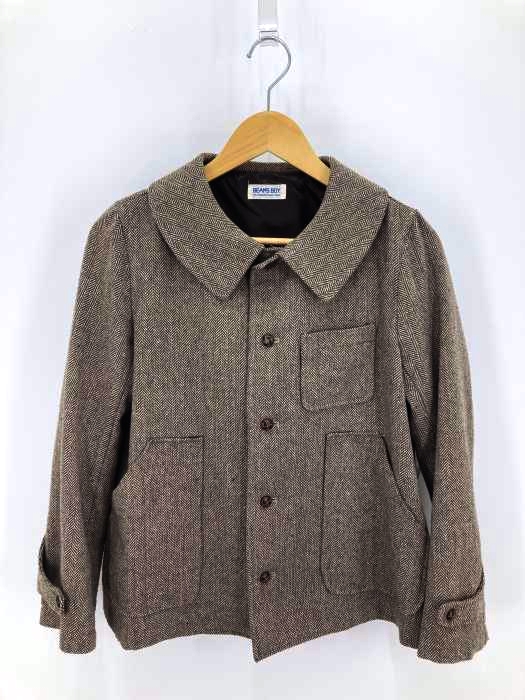 BEAMS BOY（ビームスボーイ） ヘリンボーンデザインポケットクルミボタンシャツジャケット レディース アウター