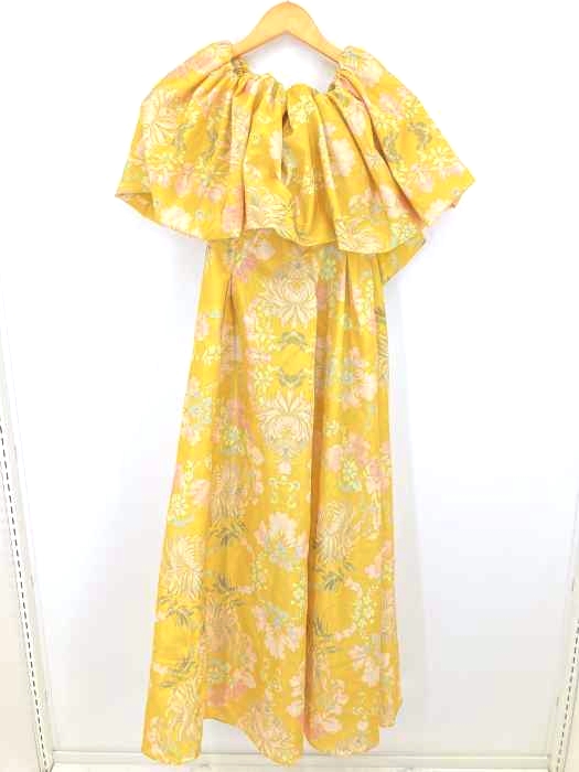H&M CONSIOUS（エイチアンドエム） イエローフローラルオフショルダープリントドレス レディース ワンピース