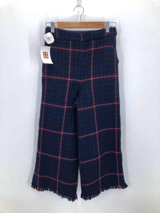 USED古着（ユーズドフルギ） ウィンドウペン ワイドパンツ 裾フリンジ レディース パンツ